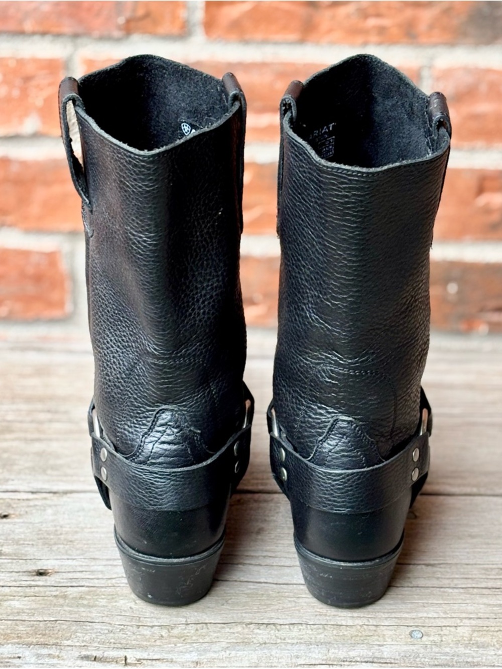 Ariat Women’s Black Leather Hollywood Harness Biker Cowboy Boots 7B NEW - Picture 4 of 8